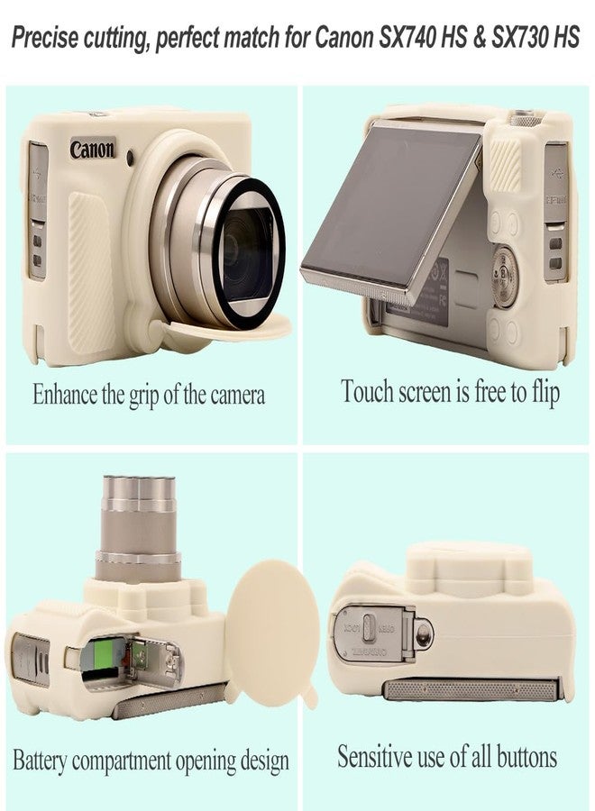 Pocoukate Case for Canon PowerShot SX740 HS Camera with Screen Protector, Soft Silicone Protective Cover Skin with Removable Lens Cover for SX740 HS, SX730 HS Accessories Rubber - Misty White - Image 5