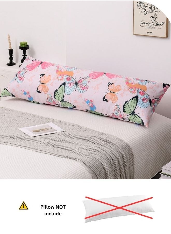 LUNA Home 1 Piece Long Body Pillow Case Pink  Butterfly Design  - Image 3