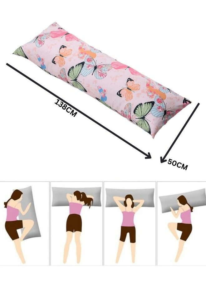 LUNA Home 1 Piece Long Body Pillow Case Pink  Butterfly Design  - Image 4