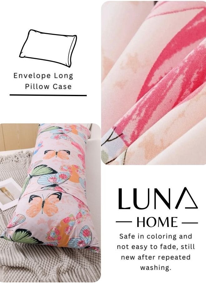 LUNA Home 1 Piece Long Body Pillow Case Pink  Butterfly Design  - Image 5