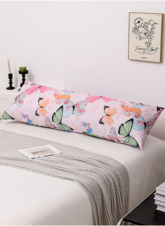 LUNA Home 1 Piece Long Body Pillow Case Pink  Butterfly Design  - Image 1