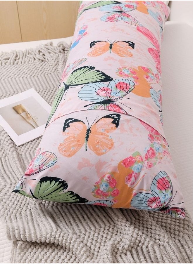 LUNA Home 1 Piece Long Body Pillow Case Pink  Butterfly Design  - Image 2