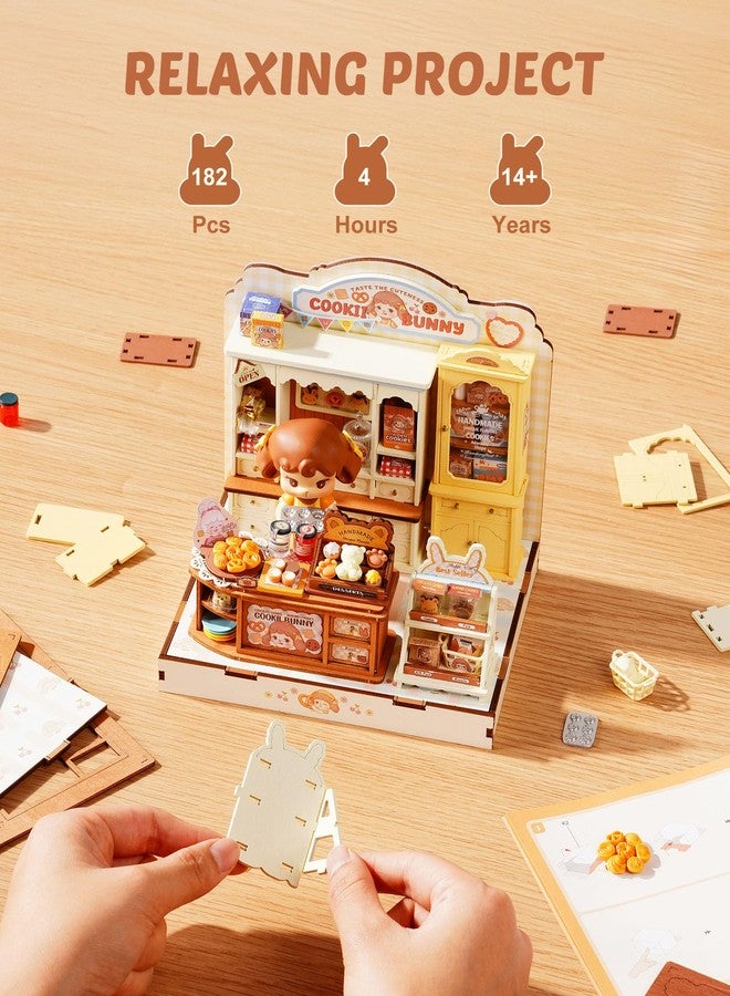 ROBOTIME DIY Miniature House Kit, Dollhouse Building Kit, Mini Wooden Furniture Kit for Adults, Birthday Christmas Craft Hobbies Gift（Cookii Bunny's Cookie Shop） - Image 4
