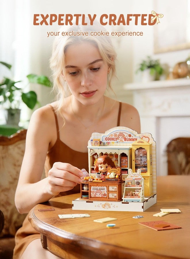 ROBOTIME DIY Miniature House Kit, Dollhouse Building Kit, Mini Wooden Furniture Kit for Adults, Birthday Christmas Craft Hobbies Gift（Cookii Bunny's Cookie Shop） - Image 5