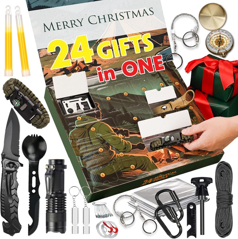 VEITORLD Gifts for Him Men Husband Dad Valentines Day - Survival Gear and Equipment 12 in 1, Survival Kits - Cool Fishing Hunting Camping Anniversary Birthday Gift for Man Teen Boy Boyfriend Women - Image 1