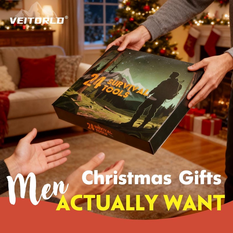 VEITORLD Gifts for Him Men Husband Dad Valentines Day - Survival Gear and Equipment 12 in 1, Survival Kits - Cool Fishing Hunting Camping Anniversary Birthday Gift for Man Teen Boy Boyfriend Women - Image 2