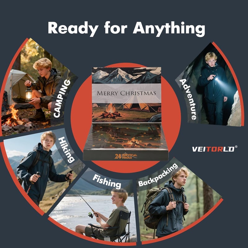 VEITORLD Gifts for Him Men Husband Dad Valentines Day - Survival Gear and Equipment 12 in 1, Survival Kits - Cool Fishing Hunting Camping Anniversary Birthday Gift for Man Teen Boy Boyfriend Women - Image 5