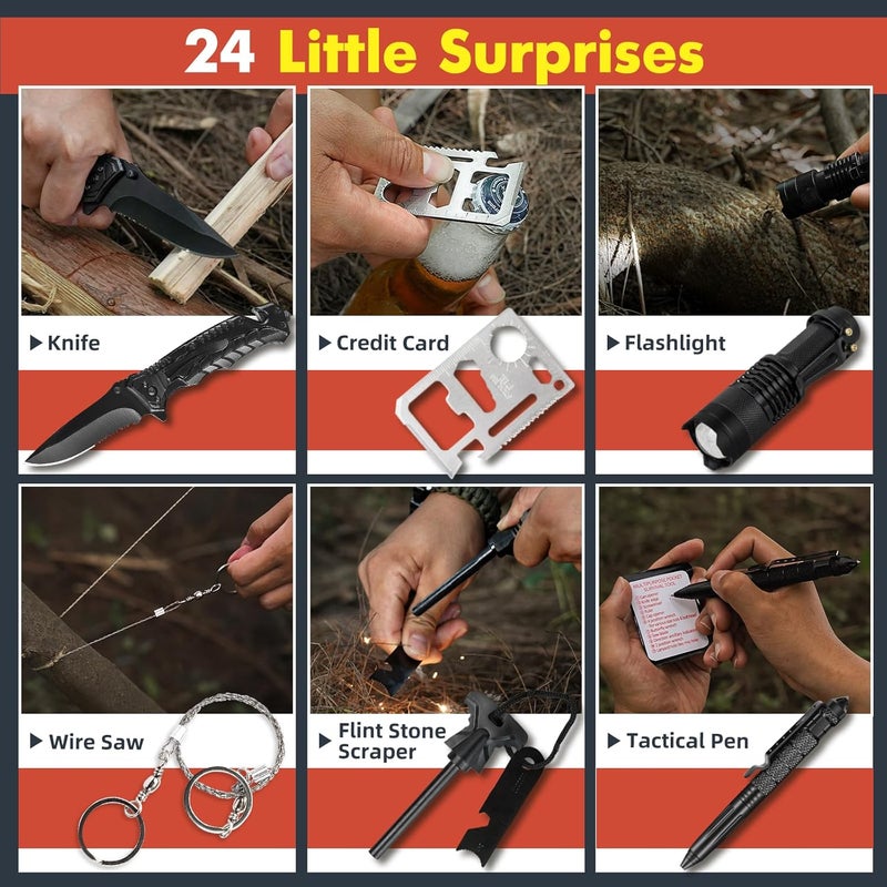 VEITORLD Gifts for Him Men Husband Dad Valentines Day - Survival Gear and Equipment 12 in 1, Survival Kits - Cool Fishing Hunting Camping Anniversary Birthday Gift for Man Teen Boy Boyfriend Women - Image 3