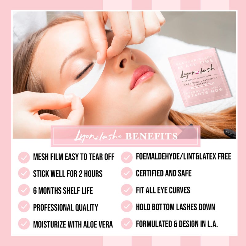 Lyon lash 100 Pairs Eyelash Extension Under Eye Gel Pads by Lyon Lash - Lint Free with Aloe Vera Hydrogel Eye Patches, Premium Eyelash Extension Supplies & Beauty Tools, Fit Most Eye Shape, Stick Well - Image 2