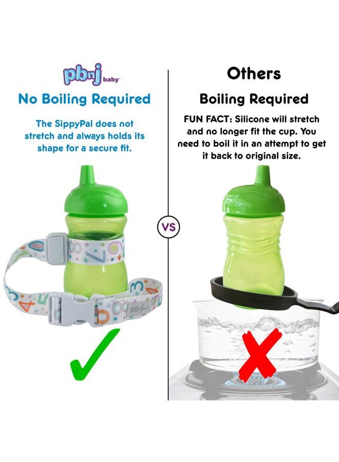 PBnJ Baby SippyPal Sippy Cup Holder Strap Leash Tether (Gray Chevron 2-Pack)  - Image 2
