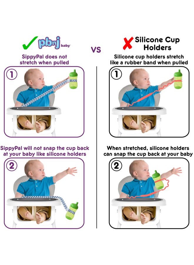 PBnJ Baby SippyPal Sippy Cup Holder Strap Leash Tether (Gray Chevron 2-Pack)  - Image 3