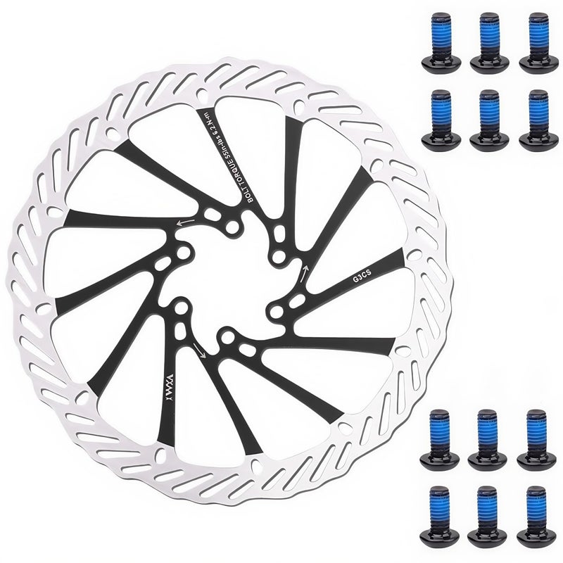 YBEKI 2-Pack Bike Disc Brake Rotor (160/180/203mm) CNC-Machined / 12 Bolts - 6-Hole Lightweight Stainless Steel Rotors with Heat Dissipation Holes for MTB/Road/BMX Bikes (Black) ï»¿ - Image 1