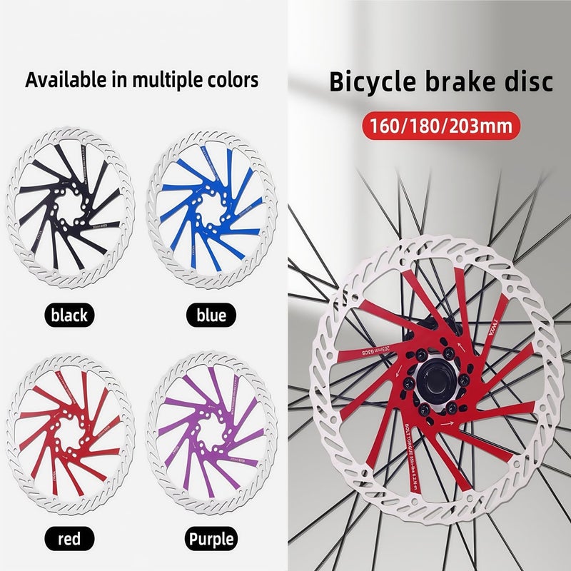 YBEKI 2-Pack Bike Disc Brake Rotor (160/180/203mm) CNC-Machined / 12 Bolts - 6-Hole Lightweight Stainless Steel Rotors with Heat Dissipation Holes for MTB/Road/BMX Bikes (Black) ï»¿ - Image 3