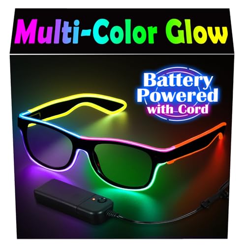 YouRfocus LED Light Up Glasses Multi-Color Glow in the Dark Neon Rave Glasses, Battery Pack Powered with Cord, Party EDM Festival Halloween Concert Accessories (6 Colors) - Image 1