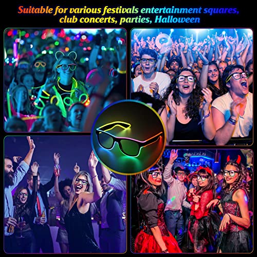YouRfocus LED Light Up Glasses Multi-Color Glow in the Dark Neon Rave Glasses, Battery Pack Powered with Cord, Party EDM Festival Halloween Concert Accessories (6 Colors) - Image 3
