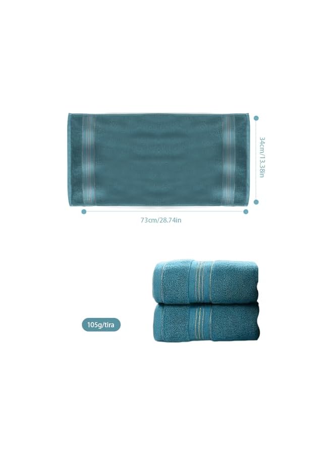 The Bros Premium Light Blue Wash Cloths and Face Towels 2 Piece Set - Towel Super soft 100% cotton super absorbent towel quick dry 2 bath towels size 34 * 73cm Suitable for hotel gym bathroom - Image 2