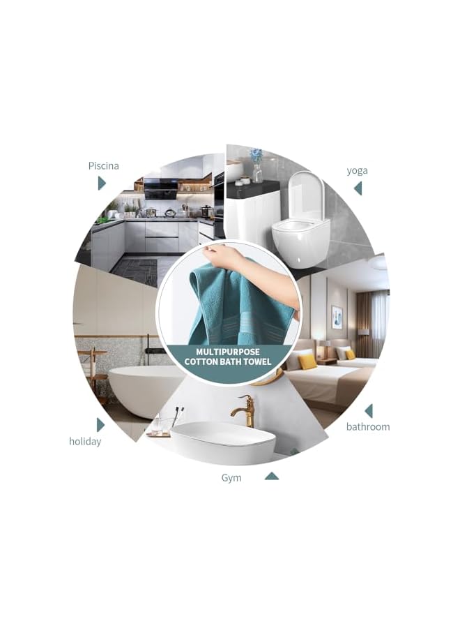 The Bros Premium Light Blue Wash Cloths and Face Towels 2 Piece Set - Towel Super soft 100% cotton super absorbent towel quick dry 2 bath towels size 34 * 73cm Suitable for hotel gym bathroom - Image 5