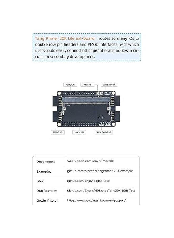 Arabest Sipeed Tang Primer 20K FPGA Development Board MCU, with LUT4, PMOD Port *4, for RISC-V and Embedded Development (Lite ext-Board Version)  - Image 5