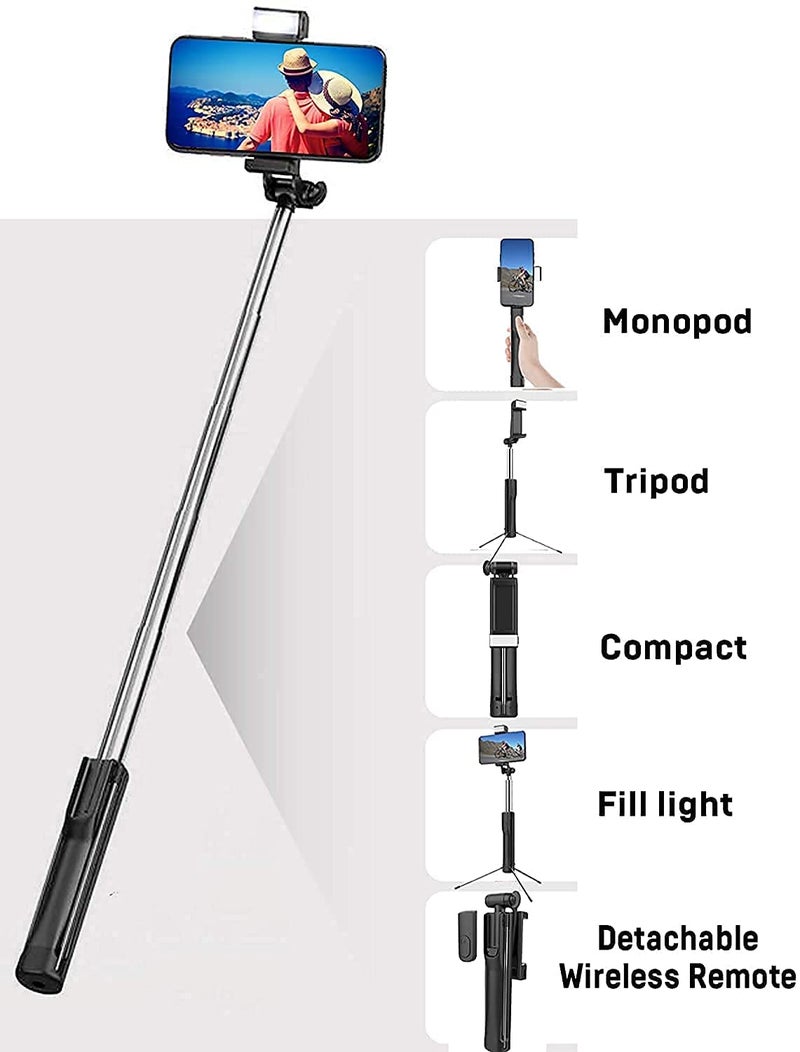 AMBLIC Professional Selfie Stick for Mobile Phone 3-in-1 Multifunctional Expendable Stick Portable Tripod Stand for Travelling/YouTube Vlog Video/Travelling/Online Class Office for All Smartphones - Image 5