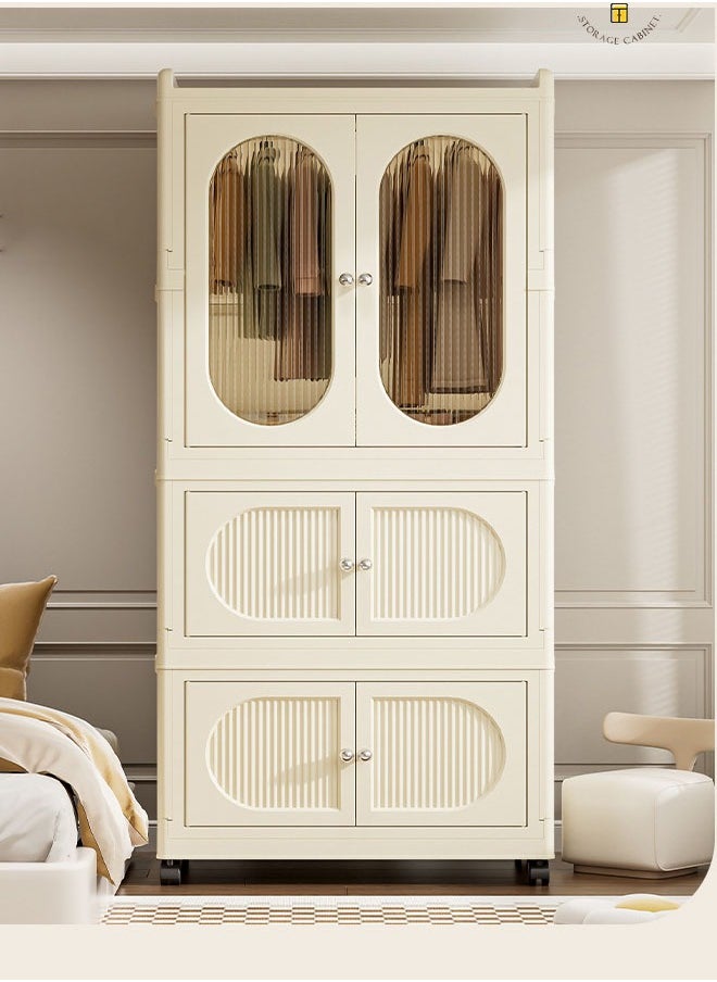 NKX - 3 Layers Stylish Multi-Functional Storage 1 Cabinet & 2  Wardrobe - Image 1