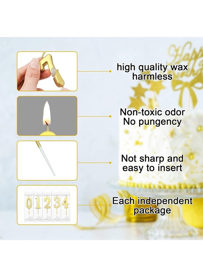 مجموعة من 10 قطع من شموع أعياد الميلاد الرقمية، شموع الكيك اللامعة، شموع الكب كيك لأعياد الميلاد وحفلات الزفاف وحفلات الحظ، زينة الكيك (ذهبية) - Image 3