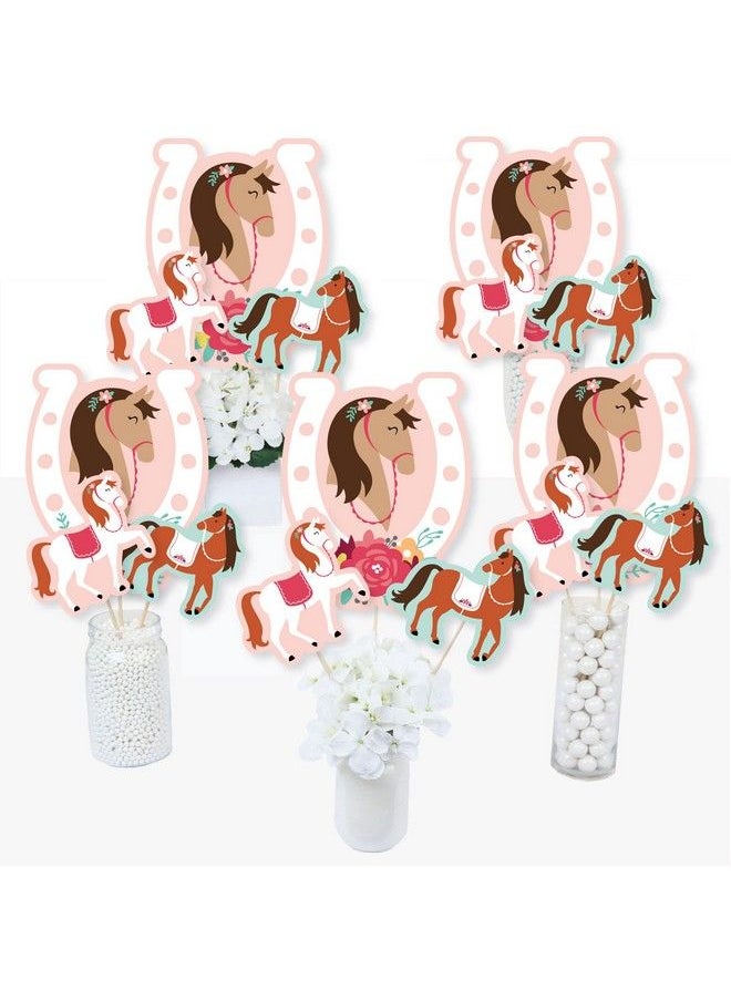 Big Dot of Happiness Run Wild Horses Pony Birthday Party Centerpiece Sticks Table Toppers Set Of 15  - Image 2