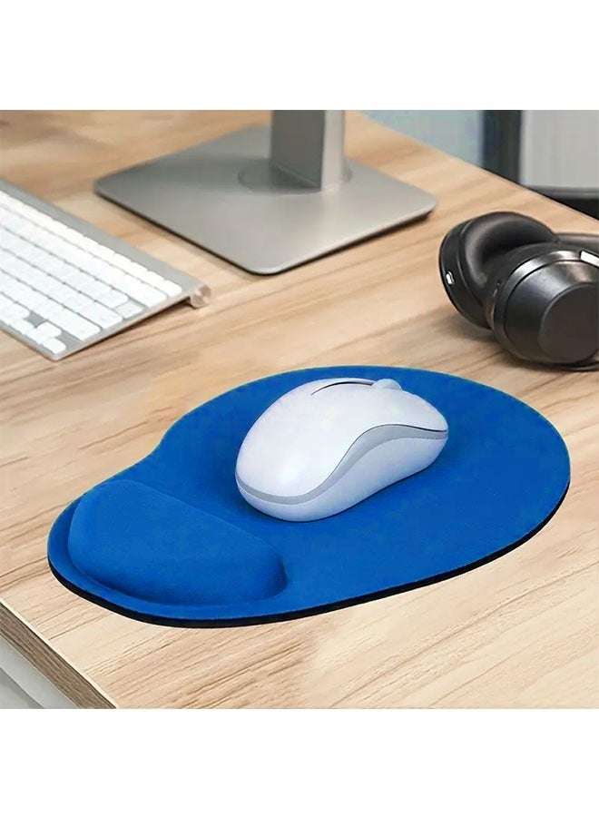 Office Mousepad with Gel Wrist Support, Ergonomic Gaming Desktop Mouse Pad Wrist Rest, Design Gamepad Mat Rubber Base for Laptop Computer, Silicone Non-Slip Mouse Pad With Wrist Support, Blue - Image 1