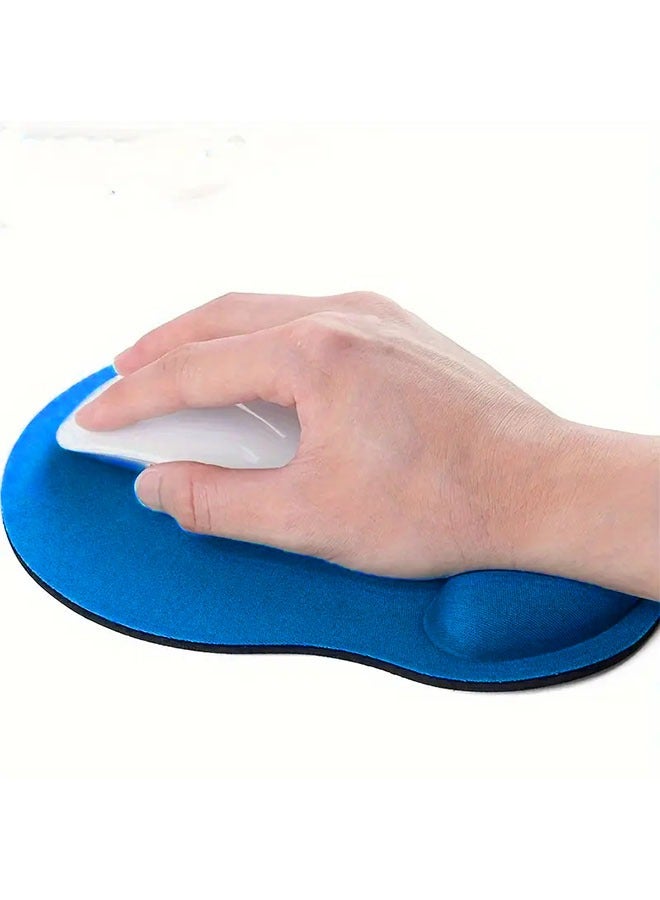 Office Mousepad with Gel Wrist Support, Ergonomic Gaming Desktop Mouse Pad Wrist Rest, Design Gamepad Mat Rubber Base for Laptop Computer, Silicone Non-Slip Mouse Pad With Wrist Support, Blue - Image 2