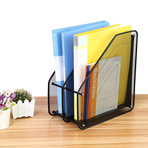 HOMAVA 2 Layer Metal mesh Magazine Document Holder File Rack,35.5 X 28.5 X 16 CM, Metal - Image 4