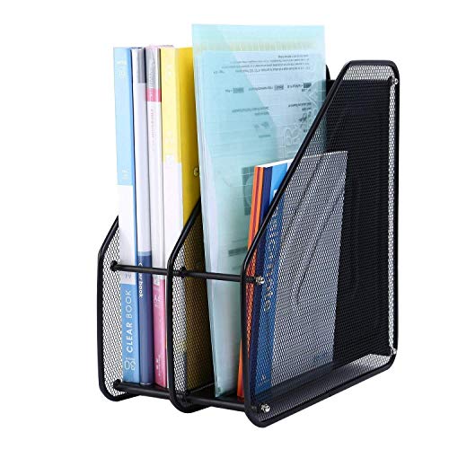 HOMAVA 2 Layer Metal mesh Magazine Document Holder File Rack,35.5 X 28.5 X 16 CM, Metal - Image 1