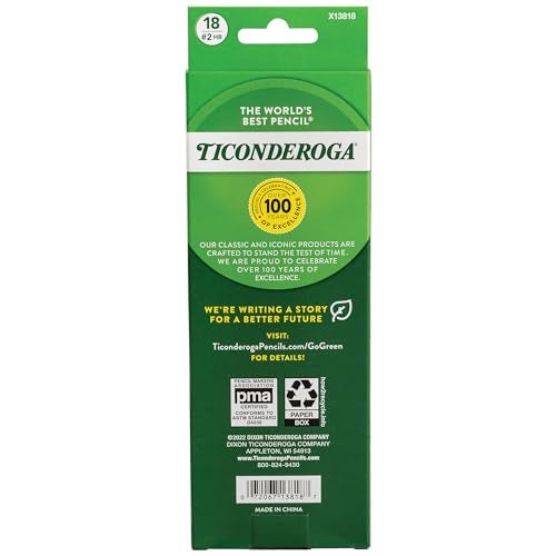 Ticonderoga Wood-Cased Pencils, Pre-Sharpened, 2 HB Soft, Yellow, 6 Boxes of 18 Count, 108 Pencils Total - Image 2