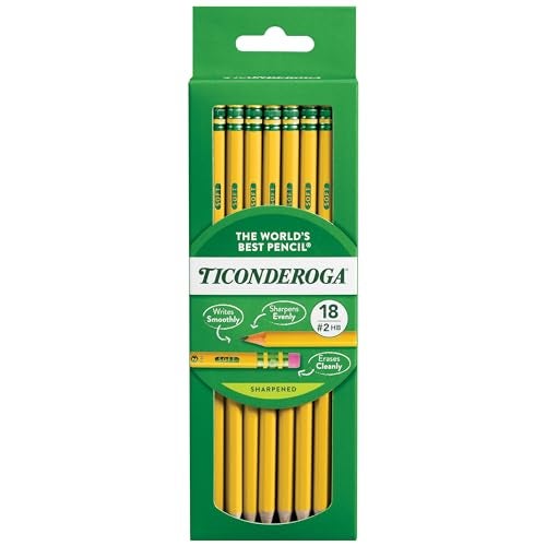 Ticonderoga Wood-Cased Pencils, Pre-Sharpened, 2 HB Soft, Yellow, 6 Boxes of 18 Count, 108 Pencils Total - Image 1