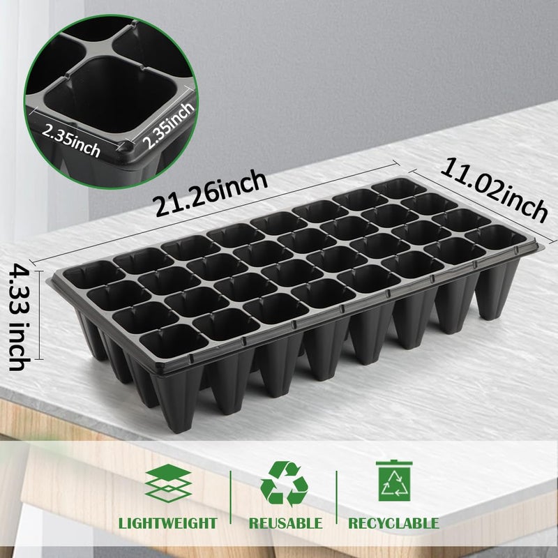 RooTrimmer 10 Pack 32 Cell Seed Starter Trays - Extra Deep 4.33" Plastic Nursery Trays, 20" x 10"ï¼ŒFits Standard 1020 Flats - Image 3