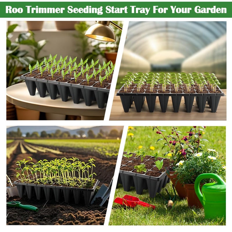 RooTrimmer 10 Pack 32 Cell Seed Starter Trays - Extra Deep 4.33" Plastic Nursery Trays, 20" x 10"ï¼ŒFits Standard 1020 Flats - Image 5