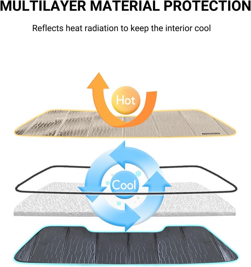 Pigenius Front Windshield Sun Shade for 2015-2020 Ford F150 F-150, Premium Folding Sunshade - Image 5