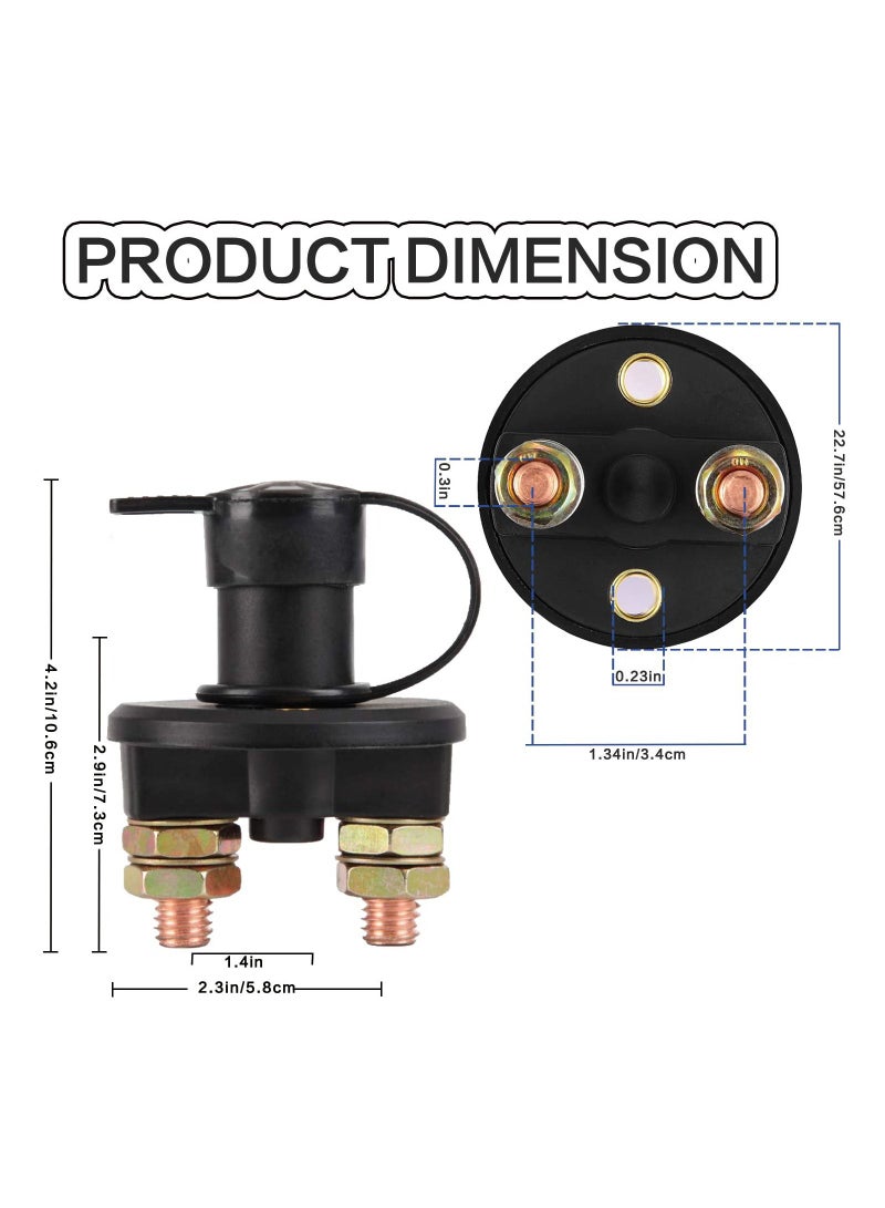 Y&D Battery Disconnect Switch, 12V 24V Isolator Cut Off Power Kill Switch for Marine Car Boat RV ATV Auto Truck Vehicle, On Master with Waterproof Key and Cover, 2PCS  - Image 2