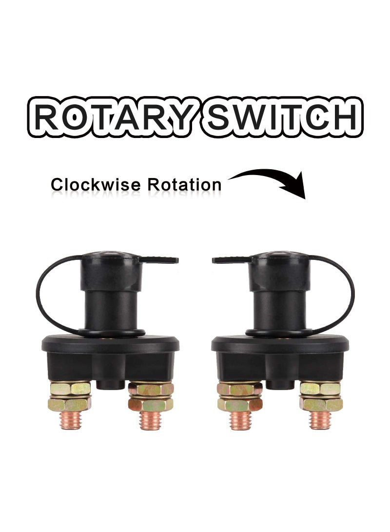 Y&D Battery Disconnect Switch, 12V 24V Isolator Cut Off Power Kill Switch for Marine Car Boat RV ATV Auto Truck Vehicle, On Master with Waterproof Key and Cover, 2PCS  - Image 3