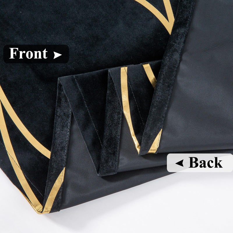 L.Z.E Black Gold Blackout Curtains for Bedroom, Heavy Duty Velvet Curtains 84 Inches Long 2 Panels Set, 80% Room Darkening Curtains for Living Room, Extra Thick Drapes with Gold Pattern Grommet Top - Image 5