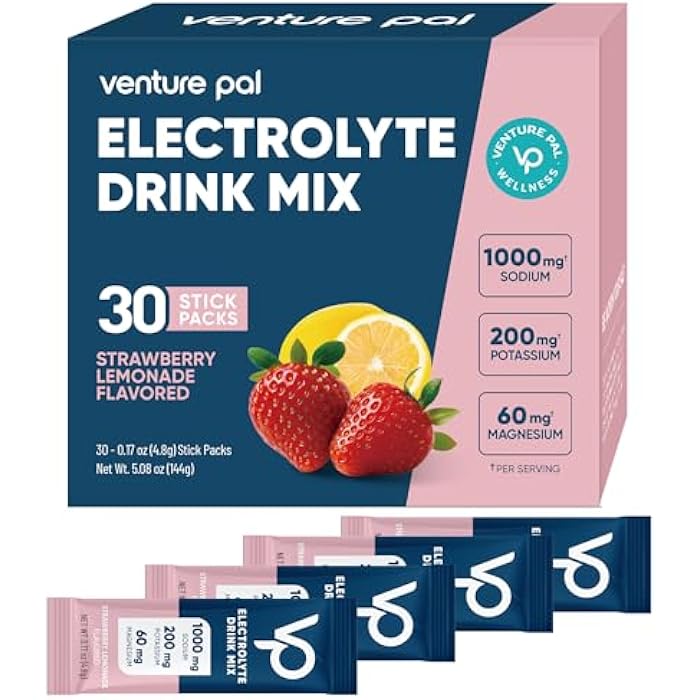 Venture Pal High Sodium Electrolyte Powder Packets | Sugar Free Hydration Drink Mix with Sodium, Potassium & Magnesium | Keto, Vegan & Zero Calorie | 16 Sticks – Variety Pack