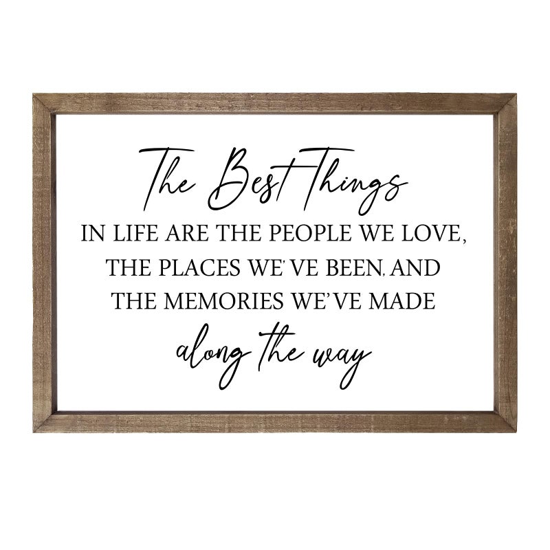 Comurdyo The Best Things in Life Sign 15711 Framed Wood Memories Inspirational Quotes Wall Decor Vintage Farmhouse Wedding Gifts Sign Wall Art for family Home Bedroom Wood