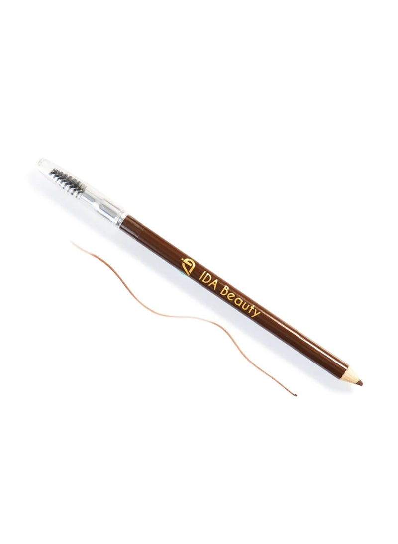 IDA Beauty Double-Sided Wooden Eyebrow Pencil | Waterproof, Smudge-Proof, 24-Hour Wear | Vitamin-Enriched, Vegan, Halal, Cruelty-Free (Brown Bistre) - Image 1