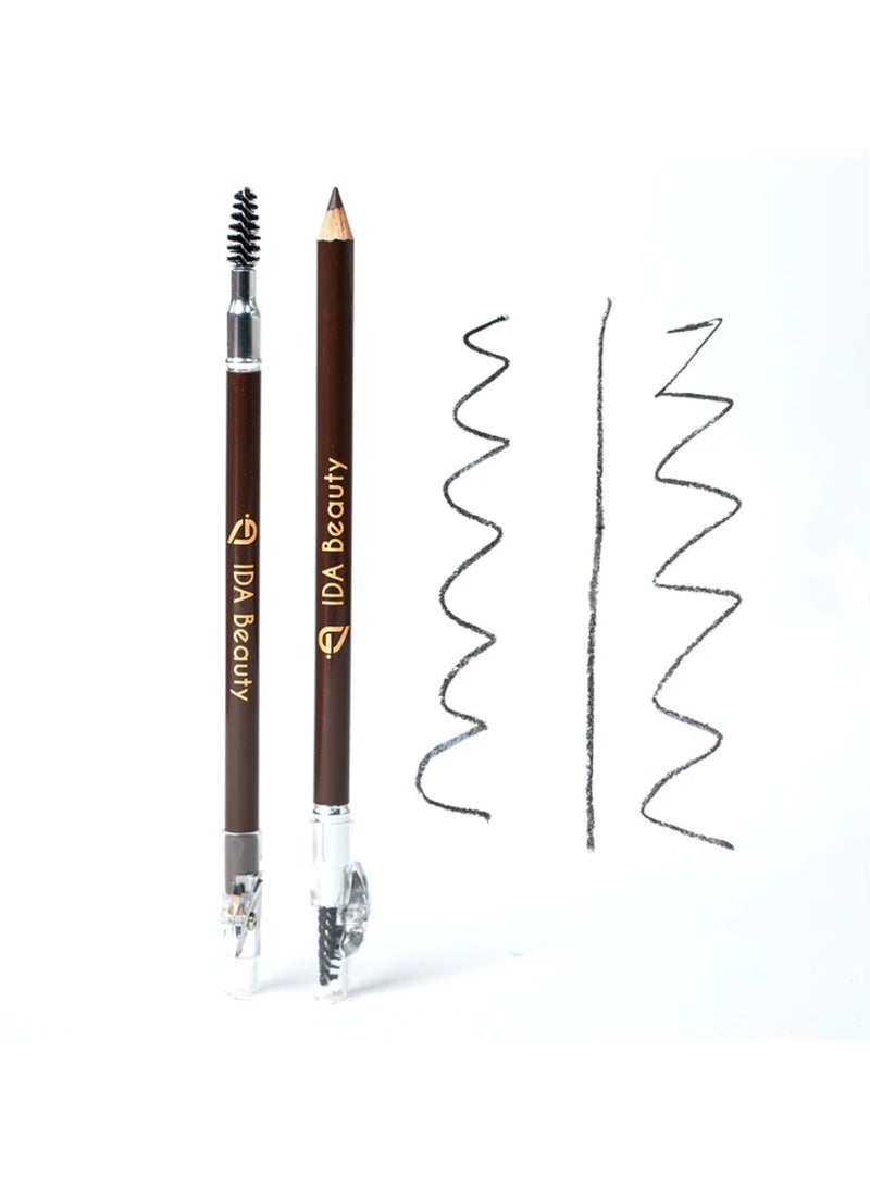 IDA Beauty Double-Sided Wooden Eyebrow Pencil | Waterproof, Smudge-Proof, 24-Hour Wear | Vitamin-Enriched, Vegan, Halal, Cruelty-Free (Brown Bistre) - Image 3