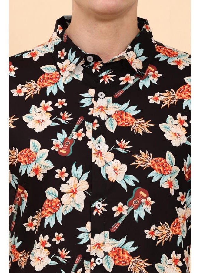 ENCIGER Men's Tropical Floral Shirt Half Sleeve Casual Hawaiian Button Down Shirt for Beach & Vacation Wear (MS1_Black Brown_S) - Image 4