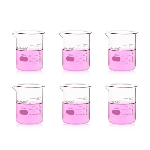 Labvida 6pcs 150ml Upgrated Thick Glass Beakers, Griffin Low Form Beaker Set with Doube Scale, 3.3 Boro, LVA006 - Image 1