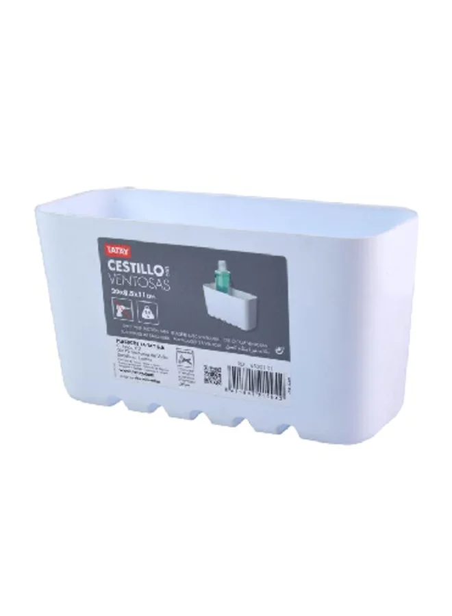 TATAY Strong and Durable High Quality Polypropylene Suction Bathroom Storage Basket White 6.4 x 11.6 x 30.8 cm 4520201
