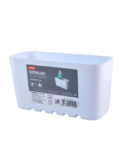 TATAY Strong and Durable High Quality Polypropylene Suction Bathroom Storage Basket White 6.4 x 11.6 x 30.8 cm 4520201  - Image 1