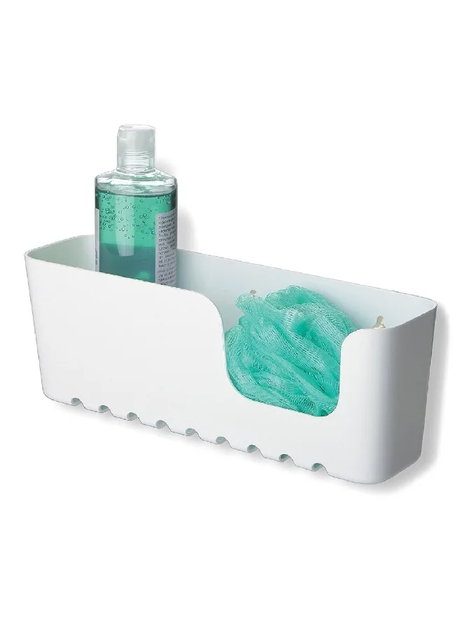 TATAY Strong and Durable High Quality Polypropylene Suction Bathroom Storage Basket White 6.4 x 11.6 x 30.8 cm 4520201