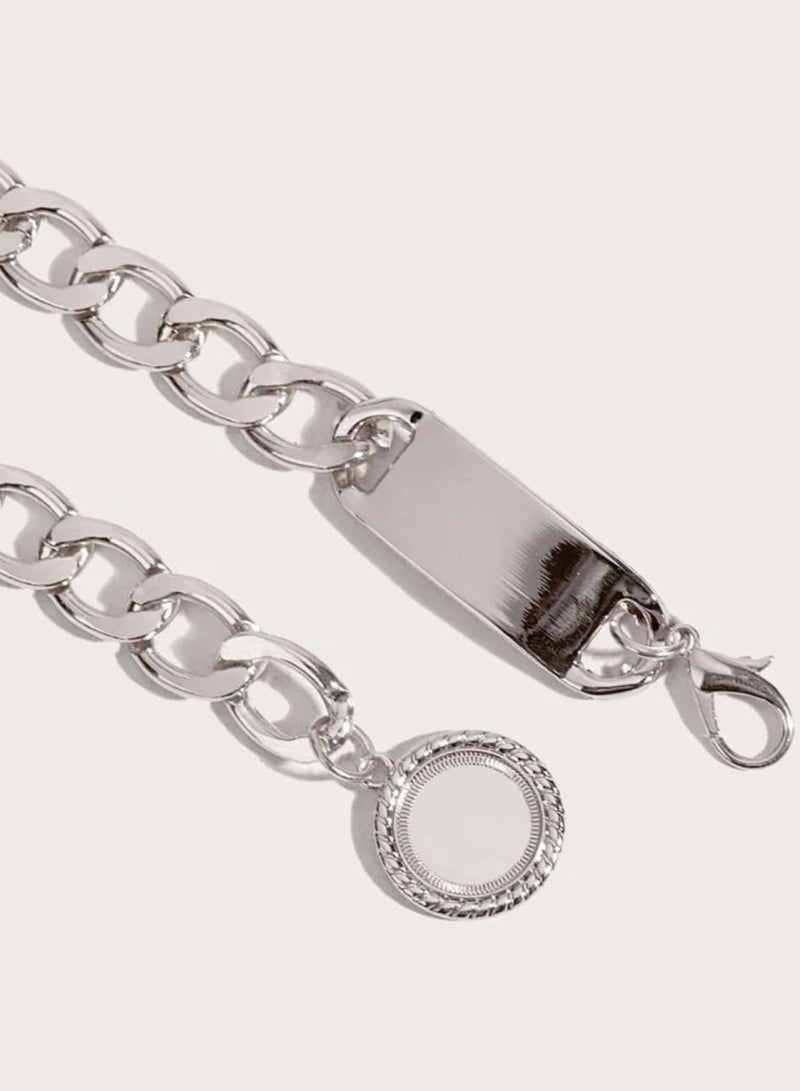 Women's Elegant Wave Circle Pendant Necklace Belt One Piece Classic Waist Belt for Casual Daily Use - Image 4