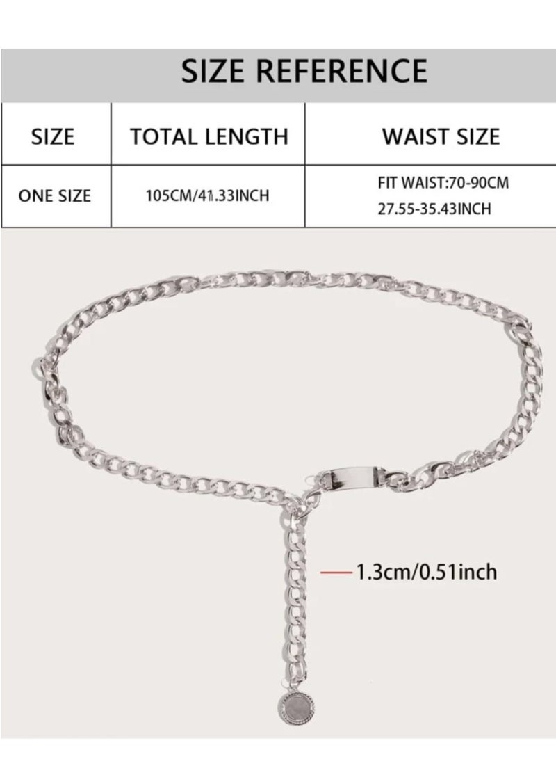 Women's Elegant Wave Circle Pendant Necklace Belt One Piece Classic Waist Belt for Casual Daily Use - Image 2