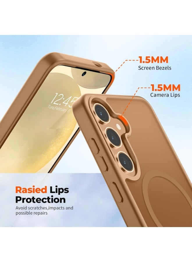 Designed for Magnetic Samsung Galaxy A15 Case,[Compatible with MagSafe] [Military Grade Drop Protection] Slim Translucent Matte Shockproof with Anti-Fingerprint Phone Case (Brown) - Image 3